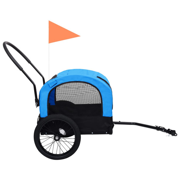 2-u-1 prikolica za bicikl i kolica za kućne ljubimce plavo-crna 92438