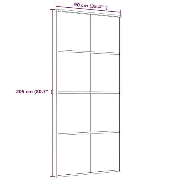 Klizna vrata crna 90 x 205 od stakla ESG i aluminija cm 151670