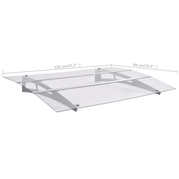 Nadstrešnica za vrata srebrna i prozirna 120x90 cm polikarbonat 144828