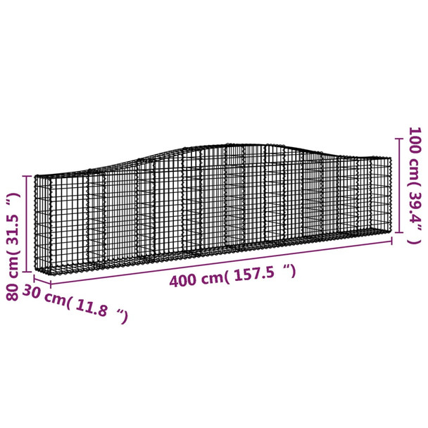 Lučne gabionske košare 15 kom 400x30x80/100cm pocinčano željezo 3145822