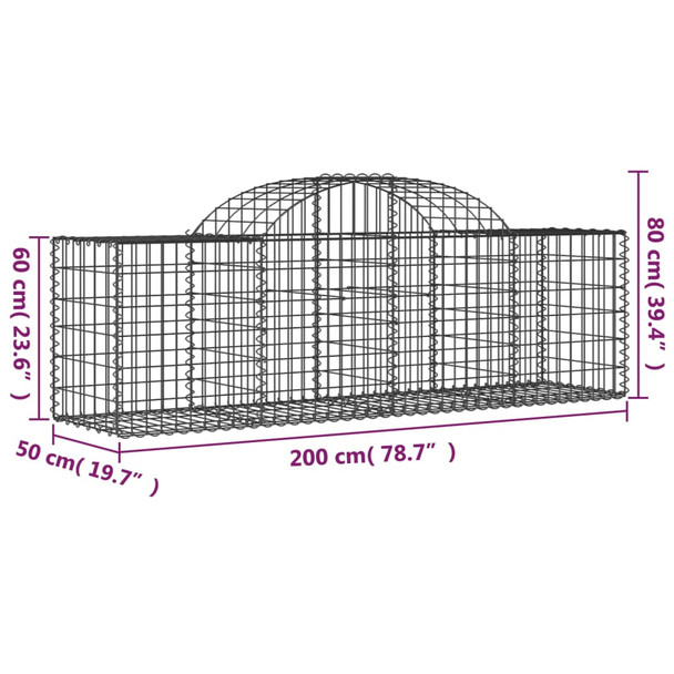 Lučne gabionske košare 15 kom 200x50x60/80 cm pocinčano željezo 3146291