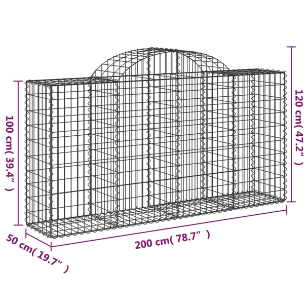 Lučne gabionske košare 4 kom 200x50x100/120cm pocinčano željezo 3146322