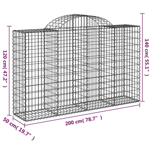 Lučne gabionske košare 14kom 200x50x120/140cm pocinčano željezo 3146353