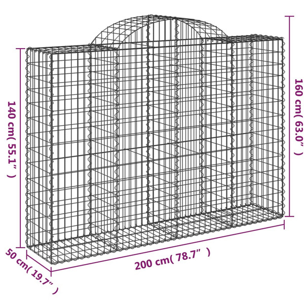 Lučne gabionske košare 18kom 200x50x140/160cm pocinčano željezo 3146376