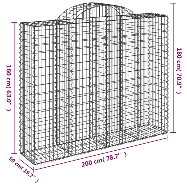 Lučne gabionske košare 10kom 200x50x160/180cm pocinčano željezo 3146391