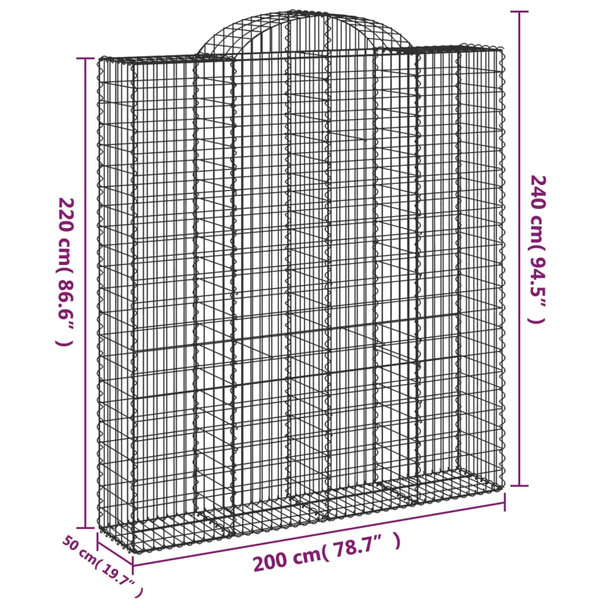 Lučne gabionske košare 3 kom 200x50x220/240cm pocinčano željezo 3146447