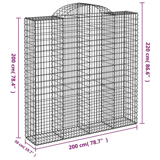 Lučne gabionske košare 4 kom 200x50x200/220cm pocinčano željezo 3146427