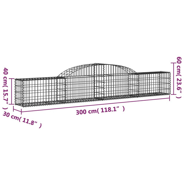 Lučne gabionske košare 6 kom 300x30x40/60 cm pocinčano željezo 3146471