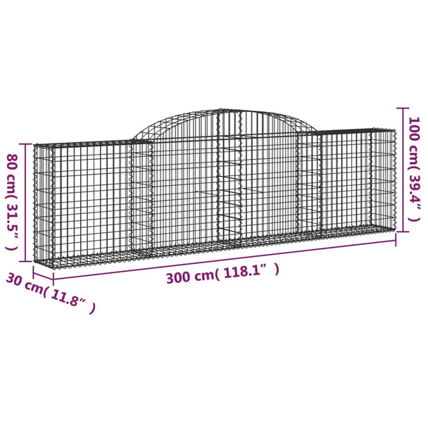 Lučne gabionske košare 10 kom 300x30x80/100cm pocinčano željezo 3146511