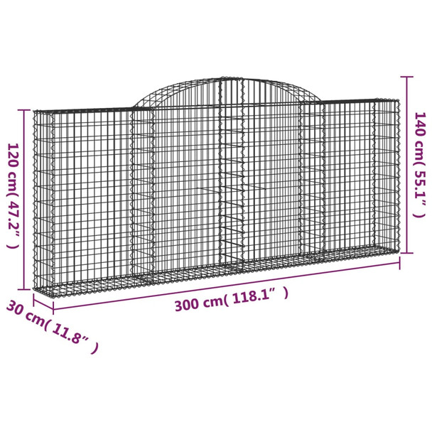 Lučne gabionske košare 6 kom 300x30x120/140cm pocinčano željezo 3146543