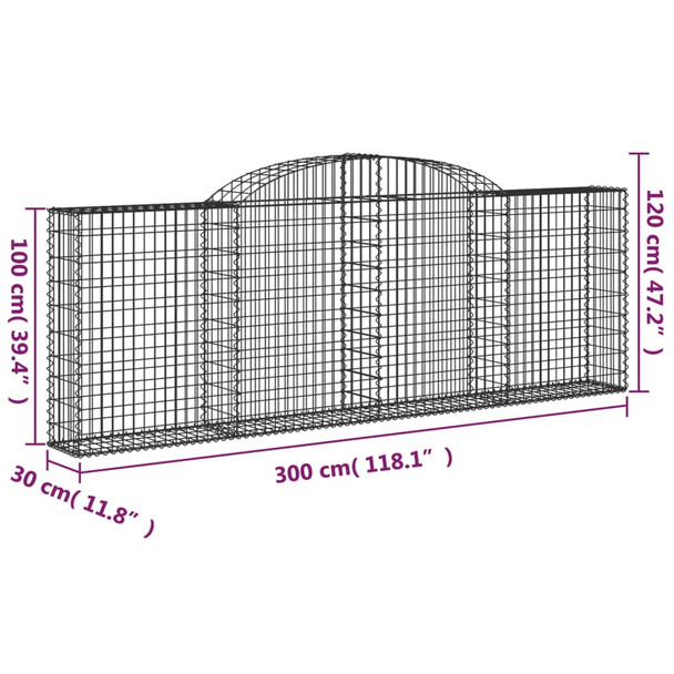 Lučne gabionske košare 20kom 300x30x100/120cm pocinčano željezo 3146535