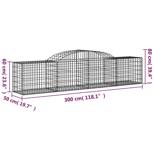 Lučne gabionske košare 2 kom 300x50x60/80 cm pocinčano željezo 3146665