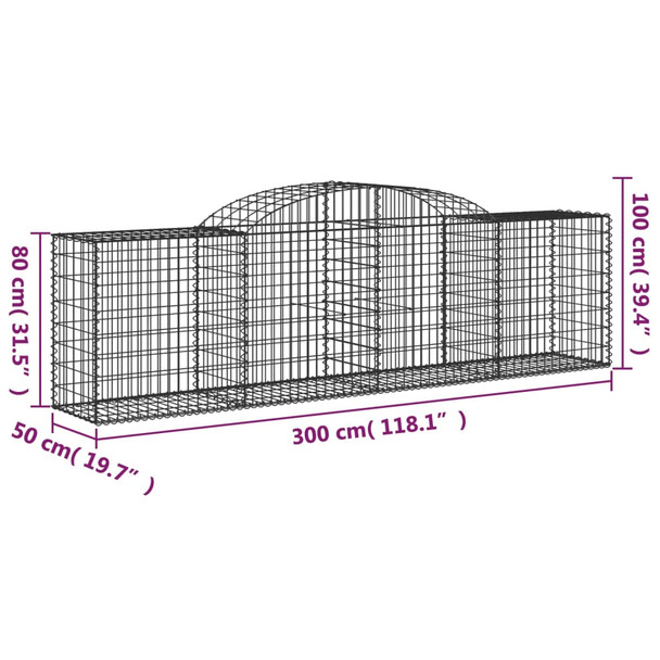 Lučne gabionske košare 25 kom 300x50x80/100cm pocinčano željezo 3146698