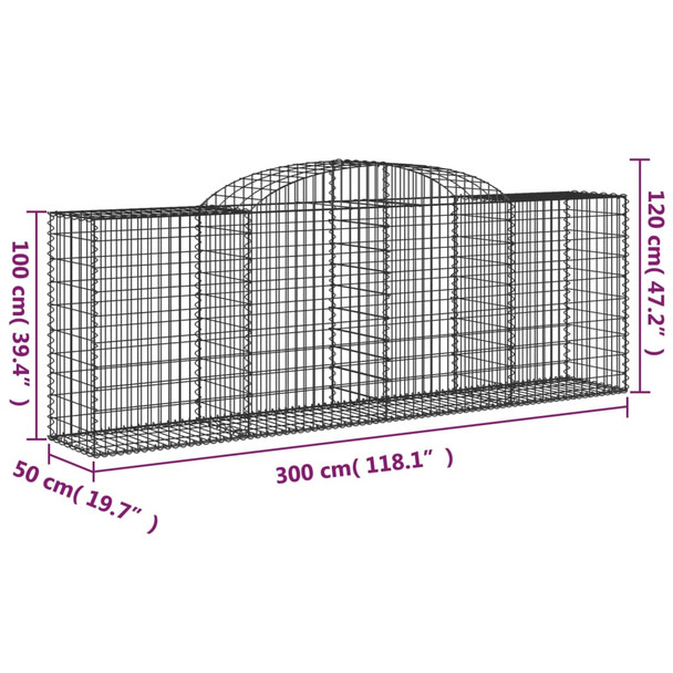 Lučne gabionske košare 17kom 300x50x100/120cm pocinčano željezo 3146714