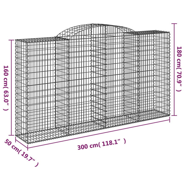 Lučne gabionske košare 3 kom 300x50x160/180cm pocinčano željezo 3146756