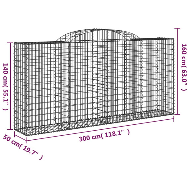 Lučne gabionske košare 8 kom 300x50x140/160cm pocinčano željezo 3146743