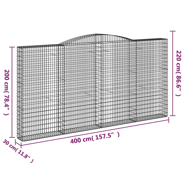 Lučne gabionske košare 2 kom 400x30x200/220cm pocinčano željezo 3146931