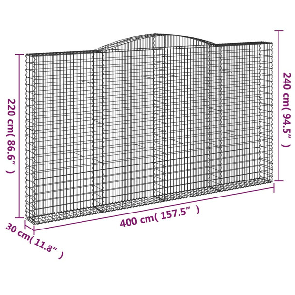 Lučne gabionske košare 4 kom 400x30x220/240cm pocinčano željezo 3146946