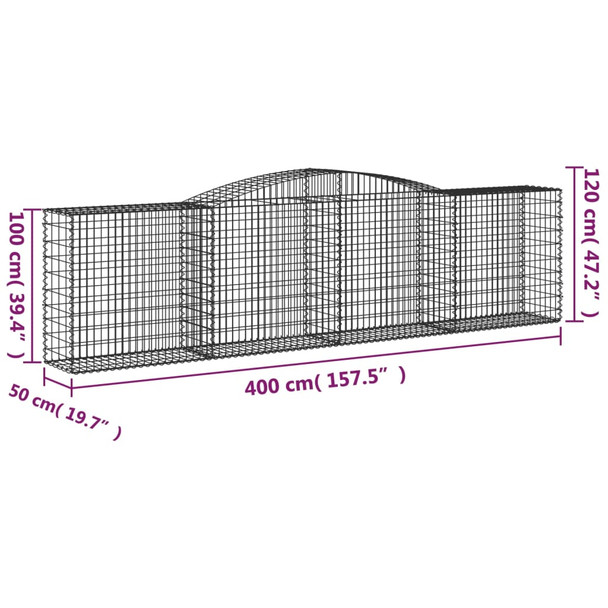 Lučne gabionske košare 8 kom 400x50x100/120cm pocinčano željezo 3147002