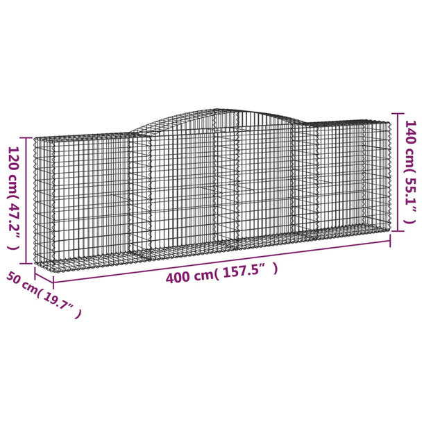 Lučne gabionske košare 3 kom 400x50x120/140cm pocinčano željezo 3147010