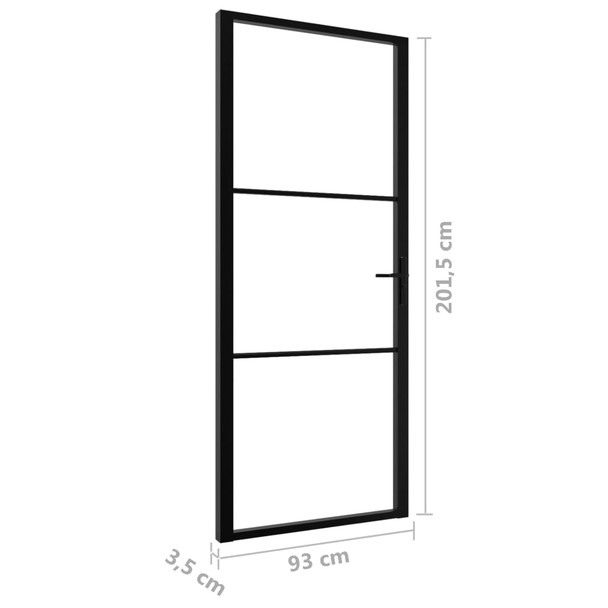 Sobna vrata od stakla ESG i aluminija 93 x 201,5 cm crna 151200