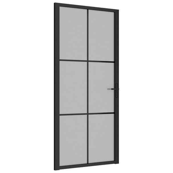 Unutarnja vrata 93 x 201,5 cm crna od mat stakla i aluminija 350558