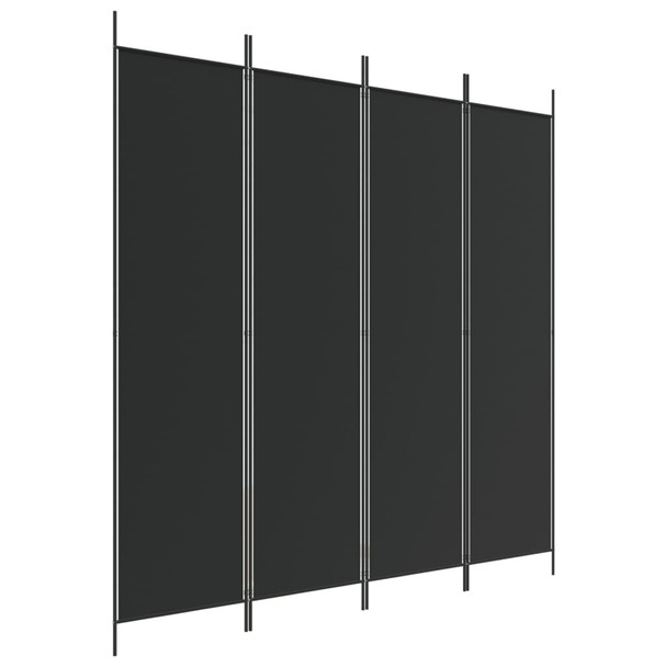 Sobna pregrada s 4 panela crna 200 x 200 cm od tkanine 350185