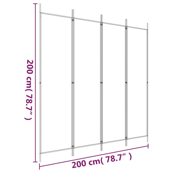 Sobna pregrada s 4 panela crna 200 x 200 cm od tkanine 350185