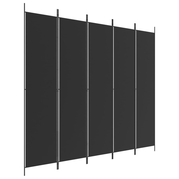 Sobna pregrada s 5 panela crna 250 x 220 cm od tkanine 350205