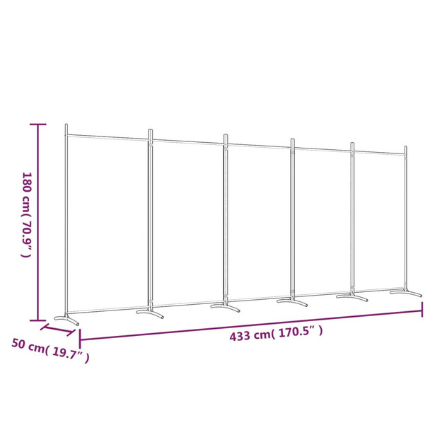 Sobna pregrada s 5 panela antracit 433x180 cm od tkanine 350268