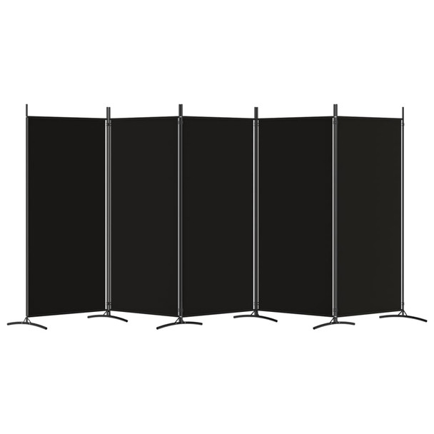 Sobna pregrada s 5 panela crna 433x180 cm od tkanine 350269