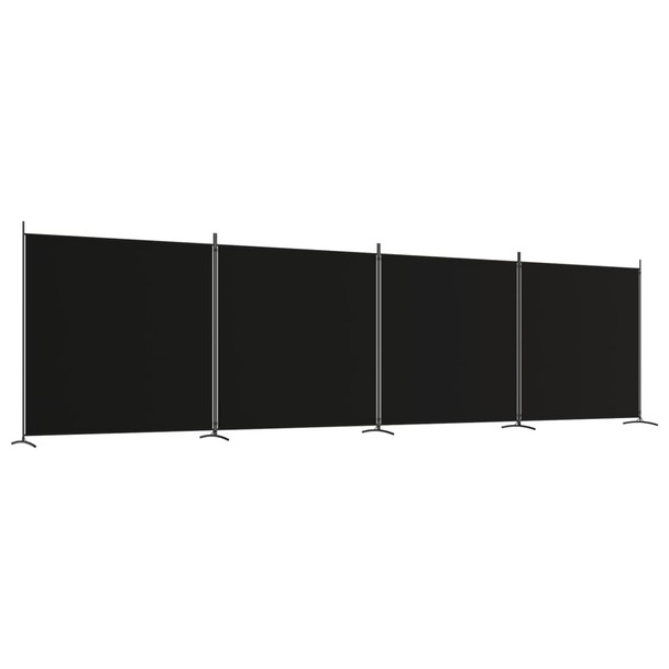 Sobna pregrada s 4 panela crna 698 x 180 cm od tkanine 350285
