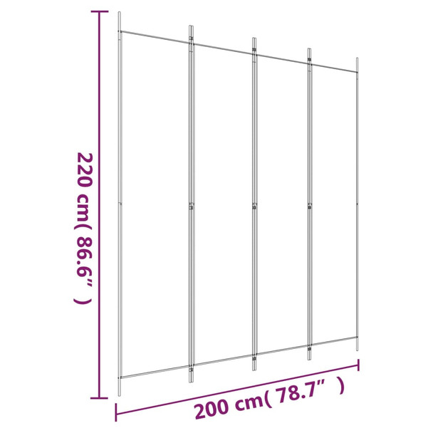 Sobna pregrada s 4 panela smeđa 200 x 220 cm od tkanine 350199