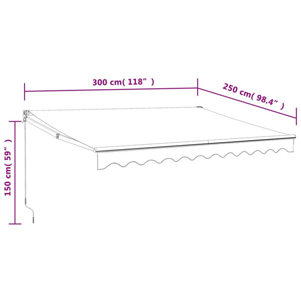 Tenda na uvlačenje antracit 3 x 2,5 m od tkanine i aluminija 3154461