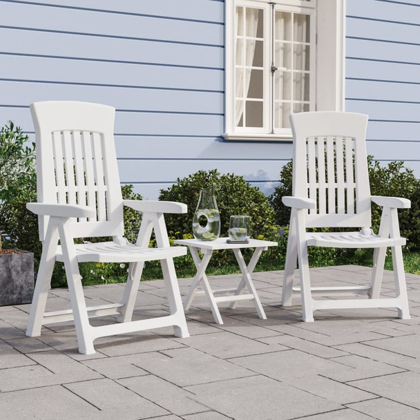 Nagibne vrtne stolice 2 kom bijele od PP-a 364710