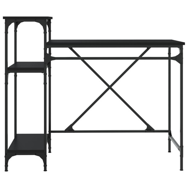 Radni stol s policama crni 105x50x90 cm drvo i željezo 826714