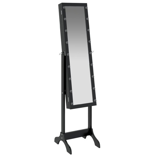 Samostojeće ogledalo s LED svjetlima crno 34 x 37 x 146 cm 351767