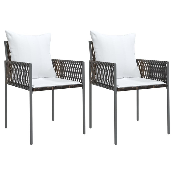 Vrtne stolice s jastucima 2 kom smeđe 54x61x83 cm od poliratana 364100