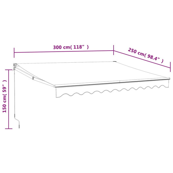 Tenda na uvlačenje žuto-bijela 3 x 2,5 m od tkanine i aluminija 3154506