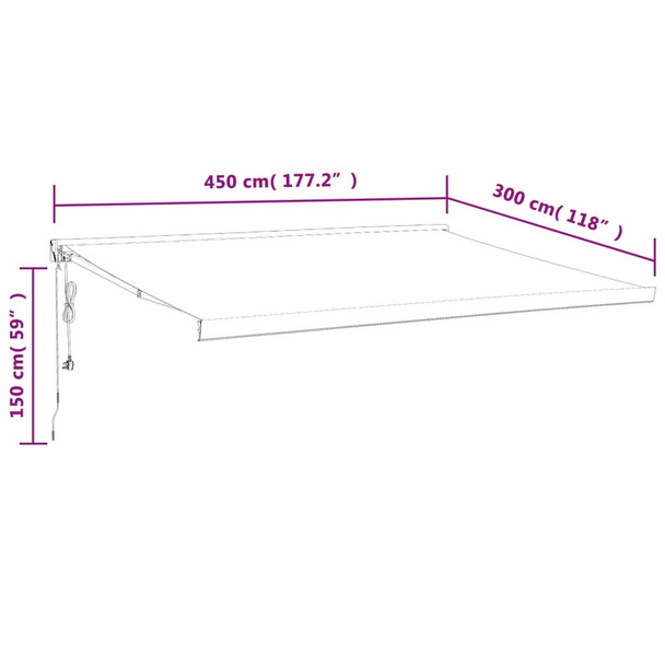 Tenda na uvlačenje plavo-bijela 4,5x3 m od tkanine i aluminija 3154574