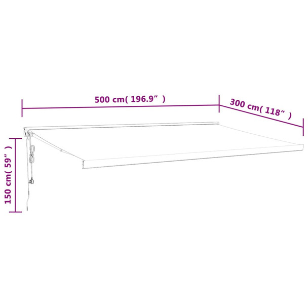 Tenda na uvlačenje plavo-bijela 5 x 3 m od tkanine i aluminija 3154600