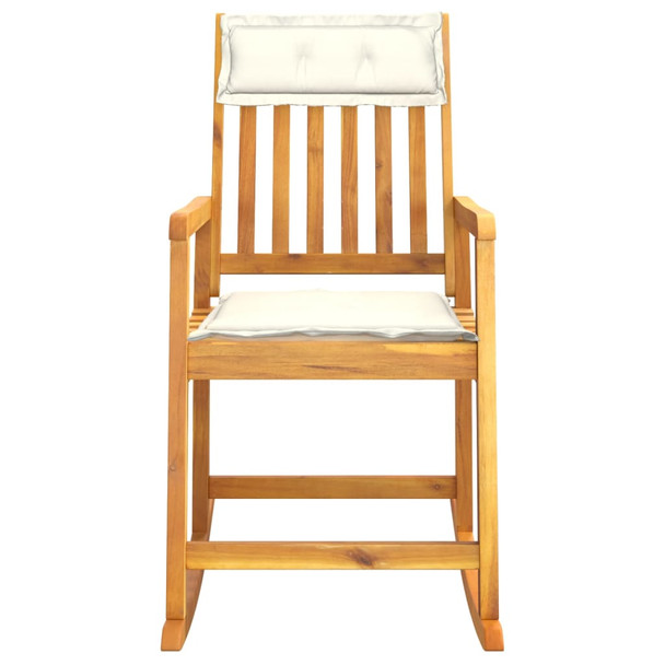 Stolica za ljuljanje od masivnog bagremovog drva s jastucima 360025