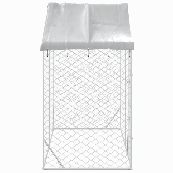 Vanjski kavez za pse s krovom srebrni 3 x 1,5 x 2,5 m čelični 153680