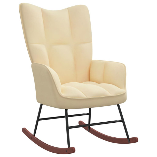 Stolica za ljuljanje s osloncem za noge krem bijela baršunasta 328159