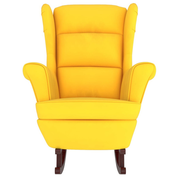 Fotelja za ljuljanje s drvenim nogama žuta baršunasta 329370