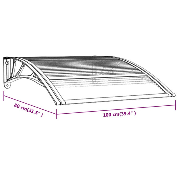 Nadstrešnica za vrata crna 100 x 80 cm polikarbonatna 153590