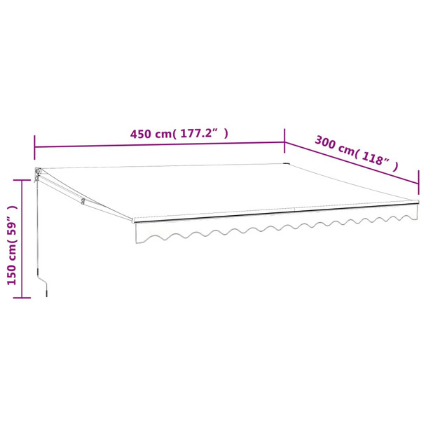 Tenda na uvlačenje plavo-bijela 4,5x3 m od tkanine i aluminija 3154424