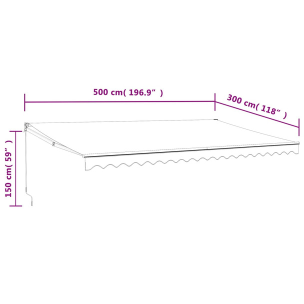 Tenda na uvlačenje antracit 5 x 3 m od tkanine i aluminija 3154440