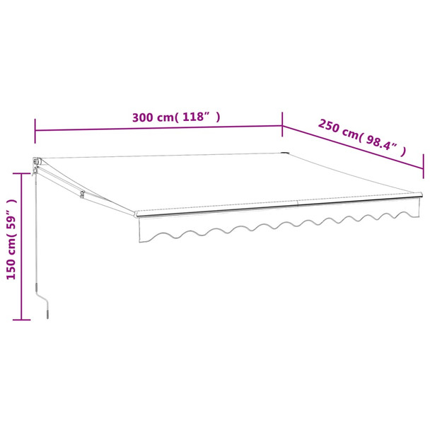 Tenda na uvlačenje plavo-bijela 3 x 2,5 m tkanina i aluminij 3154446