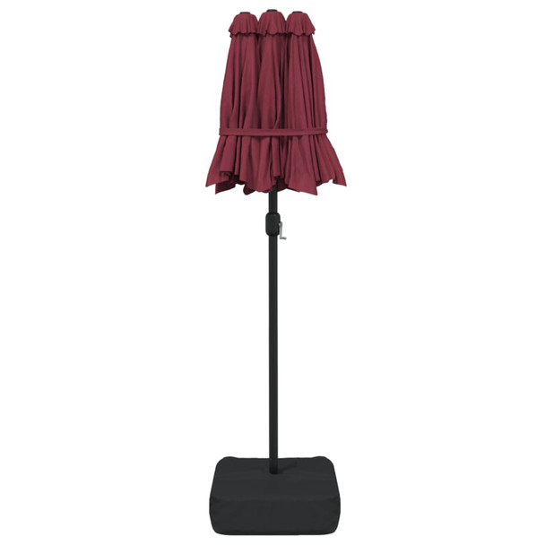 Dvostruki suncobran s LED svjetlima bordo 316 x 240 cm 362973